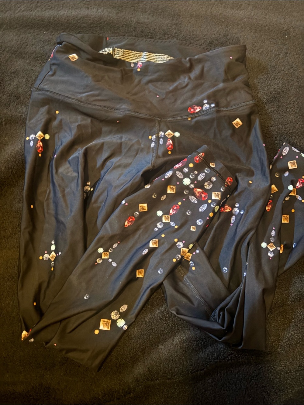 Victoria’s Secret Sport Black Gem Printed Leggings Women’s Size Medium
